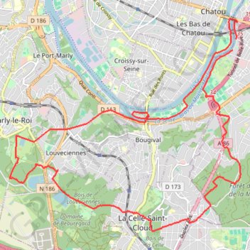 Itinéraire Boucle à partir de Rueil-Malmaison, distance, dénivelé, altitude, carte, profil, trace GPS