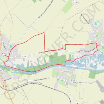 Itinéraire À la frontière de l'eau - Aubigny-au-Bac, distance, dénivelé, altitude, carte, profil, trace GPS