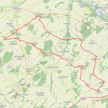 Itinéraire Boucle route 50 km (3 tours) préparation Paris Roubaix Challenge, distance, dénivelé, altitude, carte, profil, trace GPS