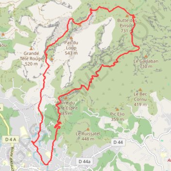 Itinéraire Entre Garlaban et Taoumé, distance, dénivelé, altitude, carte, profil, trace GPS