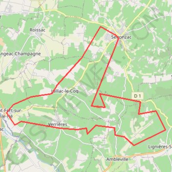 Itinéraire VTT Segonzac St Fort, distance, dénivelé, altitude, carte, profil, trace GPS