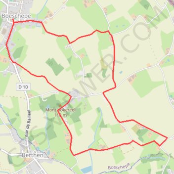 Itinéraire Sentier du Mont Kokereel - Boeschepe, distance, dénivelé, altitude, carte, profil, trace GPS