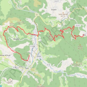 Itinéraire Oust-Aleu, distance, dénivelé, altitude, carte, profil, trace GPS