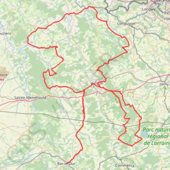 Itinéraire Balade verdun, distance, dénivelé, altitude, carte, profil, trace GPS
