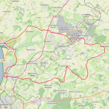 Itinéraire Wimereux est, distance, dénivelé, altitude, carte, profil, trace GPS