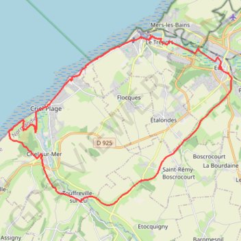Itinéraire Mer et Terre - Eu, distance, dénivelé, altitude, carte, profil, trace GPS