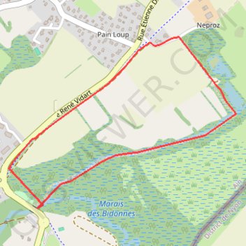 Itinéraire Marais des Bidonnes, distance, dénivelé, altitude, carte, profil, trace GPS
