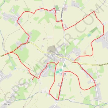 Itinéraire Circuit des 12 tilleuls - Mons-en-Pévèle, distance, dénivelé, altitude, carte, profil, trace GPS