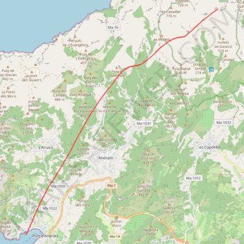 Itinéraire GR221_Stage_1, distance, dénivelé, altitude, carte, profil, trace GPS