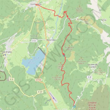 Itinéraire Haut Confluent - Traversée de la Llose vers Formiguères, distance, dénivelé, altitude, carte, profil, trace GPS