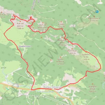 Itinéraire KIZA - GRABAR - LJUBIČKO BRDO, distance, dénivelé, altitude, carte, profil, trace GPS