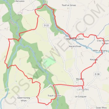 Itinéraire Guerdiouis - Lanvellec, distance, dénivelé, altitude, carte, profil, trace GPS