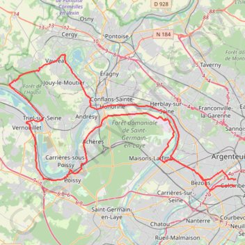 Itinéraire Balade Yvelines - Val d'Oise, distance, dénivelé, altitude, carte, profil, trace GPS
