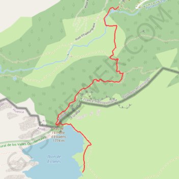 Itinéraire Lac d'Estaens, distance, dénivelé, altitude, carte, profil, trace GPS