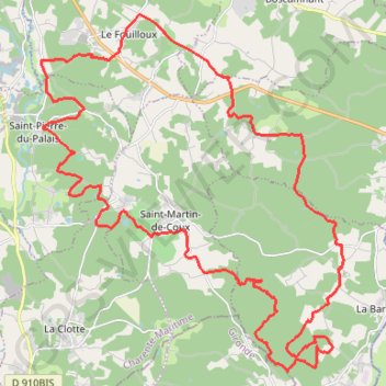 Itinéraire Le Fouilloux (Montguyon) 42 kms, distance, dénivelé, altitude, carte, profil, trace GPS