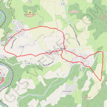 Itinéraire Autour de Buron, distance, dénivelé, altitude, carte, profil, trace GPS