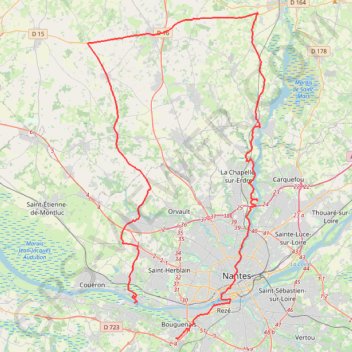 Itinéraire Notre Dame Des Landes - Héric - Erdre (ouest), distance, dénivelé, altitude, carte, profil, trace GPS