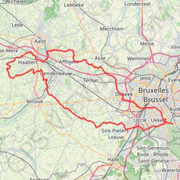 Itinéraire towards Aalst, distance, dénivelé, altitude, carte, profil, trace GPS
