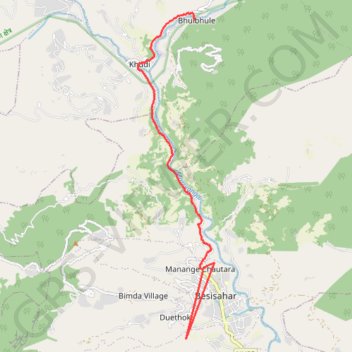 Itinéraire Besisahar à Bulbhule, distance, dénivelé, altitude, carte, profil, trace GPS