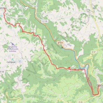 Itinéraire Estaing - Golinhac, distance, dénivelé, altitude, carte, profil, trace GPS