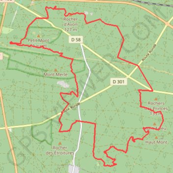 Itinéraire Un grand tour de l'Est de la Forêt de Fontainebleau, distance, dénivelé, altitude, carte, profil, trace GPS