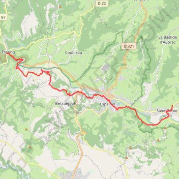 Itinéraire De Saint come d'olt a Estaing, distance, dénivelé, altitude, carte, profil, trace GPS