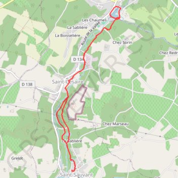 Itinéraire La Vallée du Coran - Saint-Bris-des-Bois, distance, dénivelé, altitude, carte, profil, trace GPS