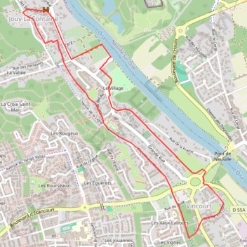 Itinéraire Le village rue - Jouy-le-Moutier, distance, dénivelé, altitude, carte, profil, trace GPS