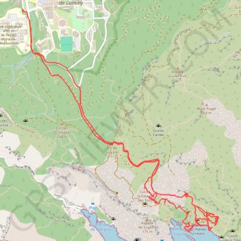 Itinéraire De Luminy au socle de la grande Candelle, distance, dénivelé, altitude, carte, profil, trace GPS