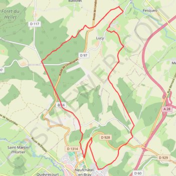 Itinéraire À partir de Lucy, distance, dénivelé, altitude, carte, profil, trace GPS