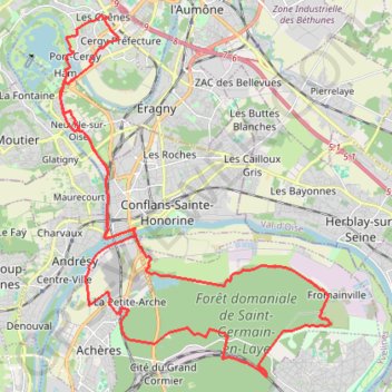 Itinéraire Forêt de Saint Germain (retour Andrésy), distance, dénivelé, altitude, carte, profil, trace GPS