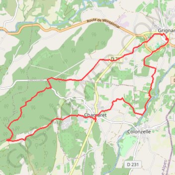 Itinéraire Grigan Chamaret, distance, dénivelé, altitude, carte, profil, trace GPS
