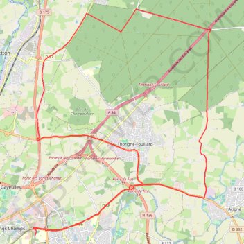 Itinéraire Rennes forêt, distance, dénivelé, altitude, carte, profil, trace GPS