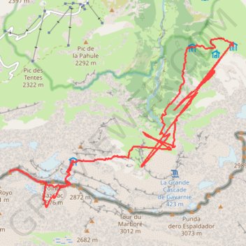 Itinéraire Petite boucle autour du Mont Perdu - J2, distance, dénivelé, altitude, carte, profil, trace GPS