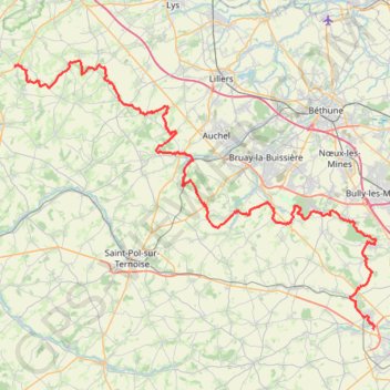 Itinéraire GR127 De Dennebroeucq à Arras (Pas-de-Calais), distance, dénivelé, altitude, carte, profil, trace GPS