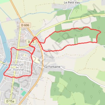 Itinéraire Villeneuve-sur-Yonne 89500, distance, dénivelé, altitude, carte, profil, trace GPS
