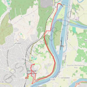 Itinéraire Villeneuve-les-Avignon, distance, dénivelé, altitude, carte, profil, trace GPS