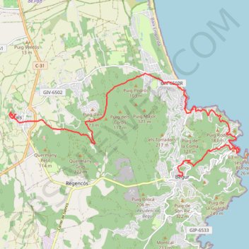 Itinéraire De Pals vers Begur, distance, dénivelé, altitude, carte, profil, trace GPS
