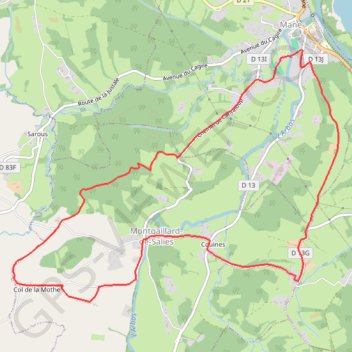 Itinéraire Mane - Col de Lamothe, distance, dénivelé, altitude, carte, profil, trace GPS