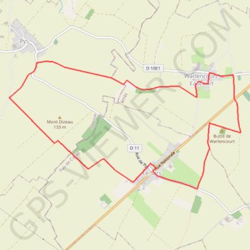 Itinéraire Le sentier de la Butte de Warlencourt (Warlencourt-Eaucourt), distance, dénivelé, altitude, carte, profil, trace GPS
