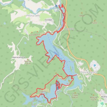 Itinéraire PLITVIČKA JEZERA SA BRODOM, distance, dénivelé, altitude, carte, profil, trace GPS