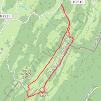 Itinéraire Crêt du merle, distance, dénivelé, altitude, carte, profil, trace GPS