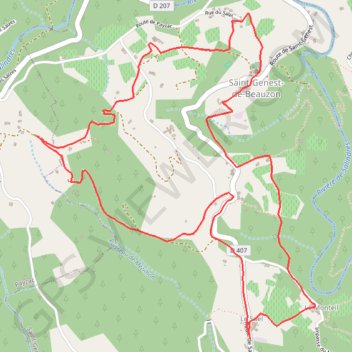 Itinéraire Saint-Genest de Beauzon, distance, dénivelé, altitude, carte, profil, trace GPS
