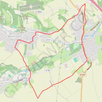 Itinéraire Autour de Souchez - Collines d'Artois, distance, dénivelé, altitude, carte, profil, trace GPS