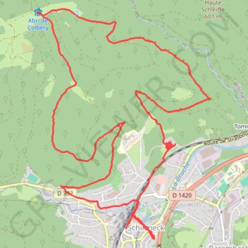 Itinéraire Schirmeck - Abri de Colbéry, distance, dénivelé, altitude, carte, profil, trace GPS
