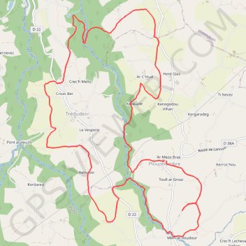 Itinéraire Boucle au départ de Plouzelambre, distance, dénivelé, altitude, carte, profil, trace GPS