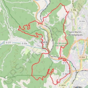 Itinéraire Alésienne, distance, dénivelé, altitude, carte, profil, trace GPS