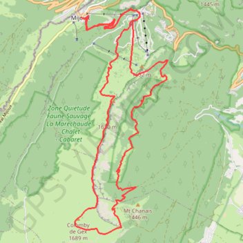 Itinéraire Colomby de Gex, distance, dénivelé, altitude, carte, profil, trace GPS
