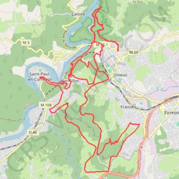 Itinéraire Pour tous - Unieux, distance, dénivelé, altitude, carte, profil, trace GPS
