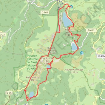 Itinéraire Les quatre lacs, distance, dénivelé, altitude, carte, profil, trace GPS